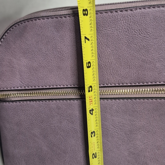 Dasein Crossbody Bag Purple Faux Leather Double Zip Tassel Purse - Picture 8 of 10